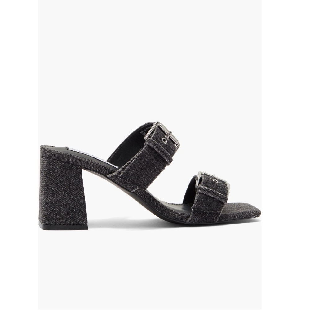 Steve Madden Menna Double Buckle Denim Sandals Black Denim Women’s Size 7 - Picture 6 of 14